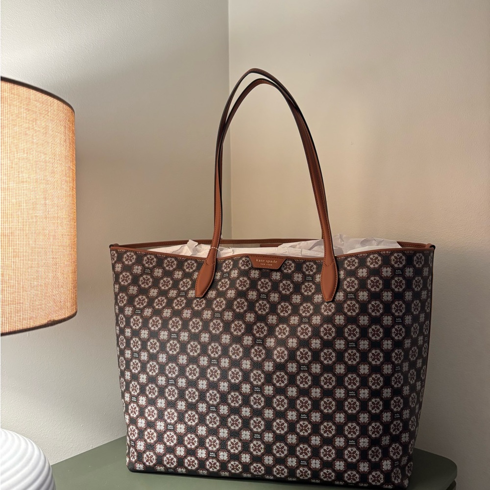 Kate Spade Flower Monogram Sutton Tote - Black & Brown